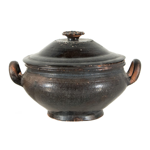 #724 Ceramic Black Bowl with Lid