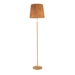 #1139 Floor Lamp in Brass and Cane by Paavo Tynell