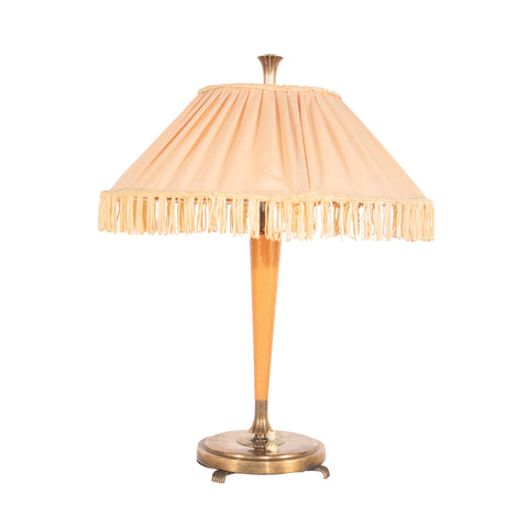 #1141 Table Lamp in Brass and Wood by Harald Notini