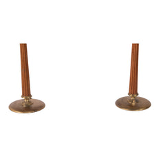 #1168 Pair of Table Lamps in Brass and Wood by Erik Tidstrand