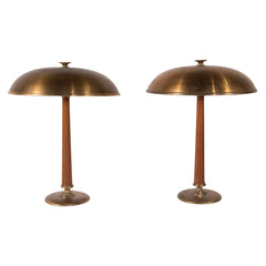 #1168 Pair of Table Lamps in Brass and Wood by Erik Tidstrand