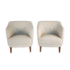 #1242 Pair of Lounge Chairs in Linen,