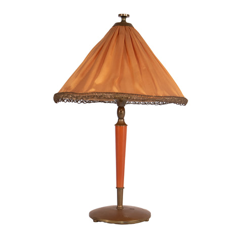 #1318 Table Lamp in Brass and Wood by Harald Notini