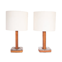 #1358 Pair  of Table Lamps wrapped in Leather by  Uno Westerberg
