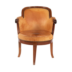 #1370 Gustavian Swivel Desk Chair in Leather