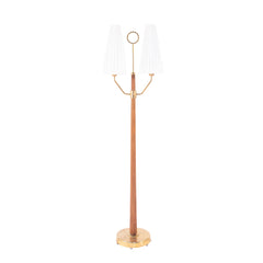 #1414 Floor Lamp in Wood and Brass by Hans Bergstrom, Year Appr. 1940