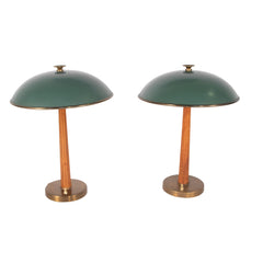 #1530 Pair of Table Lamps in Brass and Wood by Erik Tidstrand
