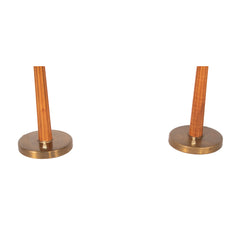 #1530 Pair of Table Lamps in Brass and Wood by Erik Tidstrand