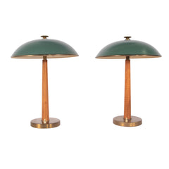 #1530 Pair of Table Lamps in Brass and Wood by Erik Tidstrand