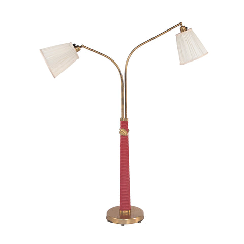 #1578 Two Headed Floor Lamp wrapped in Leather by Hans Bergstrom