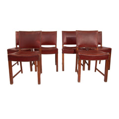 #1581 6 Oak Chairs by Fritz Hansen in Imitation Leather