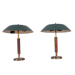 #1608 Pair of Table Lamps Wrapped in leather by Bertil Brisborg