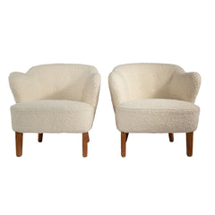 #382 Pair of Club Chairs in Boucle by Flemming Lassen