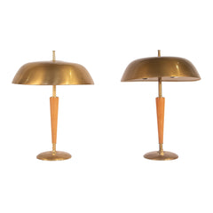 #427 Pair of Table Lamps in Brass and Wood by Bertil Brisborg