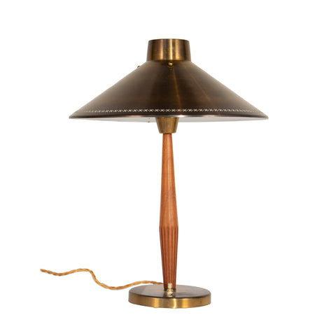 #430 Table Lamp in Brass and Wood by Hans Bergstrom