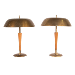 #477 Pair of Table in Brass and Wood by Bertil Brisborg