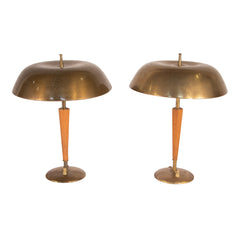 #477 Pair of Table in Brass and Wood by Bertil Brisborg