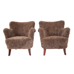 #627 Pair of Finish Club Chairs in Sheepskin
