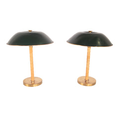 #740 Pair of Table Lamps Wrapped in Leather by Bertil Brisborg