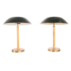 #740 Pair of Table Lamps Wrapped in Leather by Bertil Brisborg