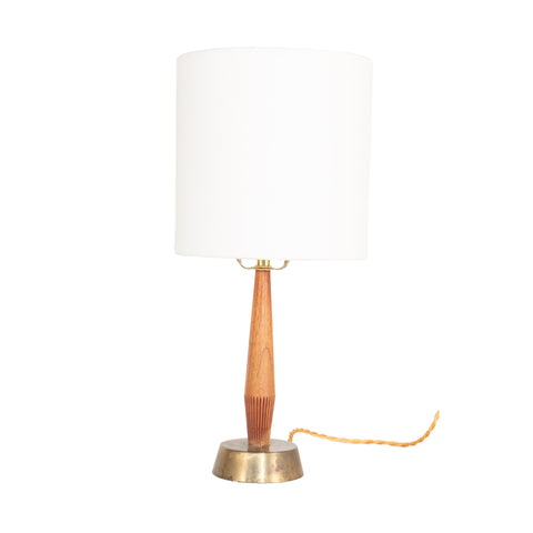 #958 Table Lamp in Brass and Wood by Hans Bergstrom