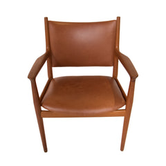 #1077 Set of 8 Hans Wegner Arm Chairs in Leather