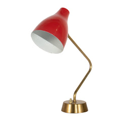 #1341 Table Lamp in Brass and Red Shade