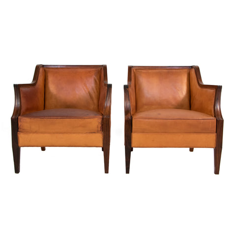#321 Pair of Leather Club Chairs by Ernst Kuhn