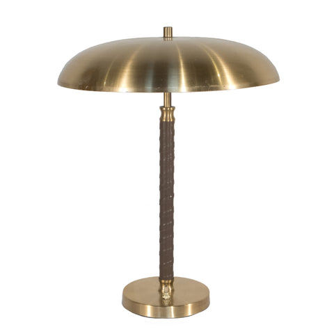 #335 Table Lamp in Brass and Leather by Einar Backstrom