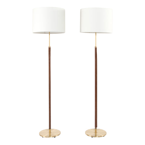 #386 Pair of Floor Lamps Wrapped in Leather
