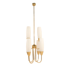 #552 Chandelier in Brass and Frosted Glass