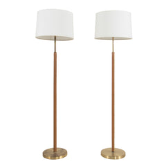 #759 Pair of Floor Lamps in Brass and Leather